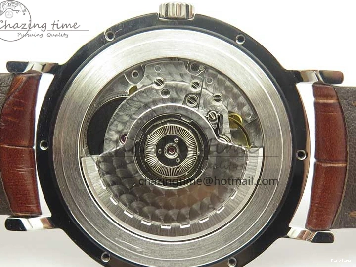 MIROTIME 0122 Portofino Automatic SS TWF 1:1 Best Edition Silver Dial Gold Markers on Brown Leather Strap A Bright 7203